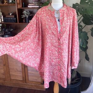 Wild Child Silk Dolman Sleeve Long Tunic Top OS 3X & Under NWOT